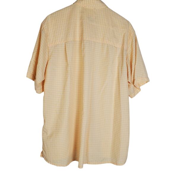 Simms Men Short Sleeve Button Up Shirt XL Orange White Fishing Guide Series FLAW - Picture 3 of 13
